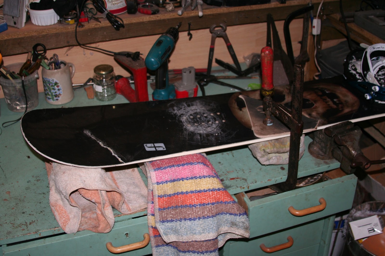 Cracked snowboard fix