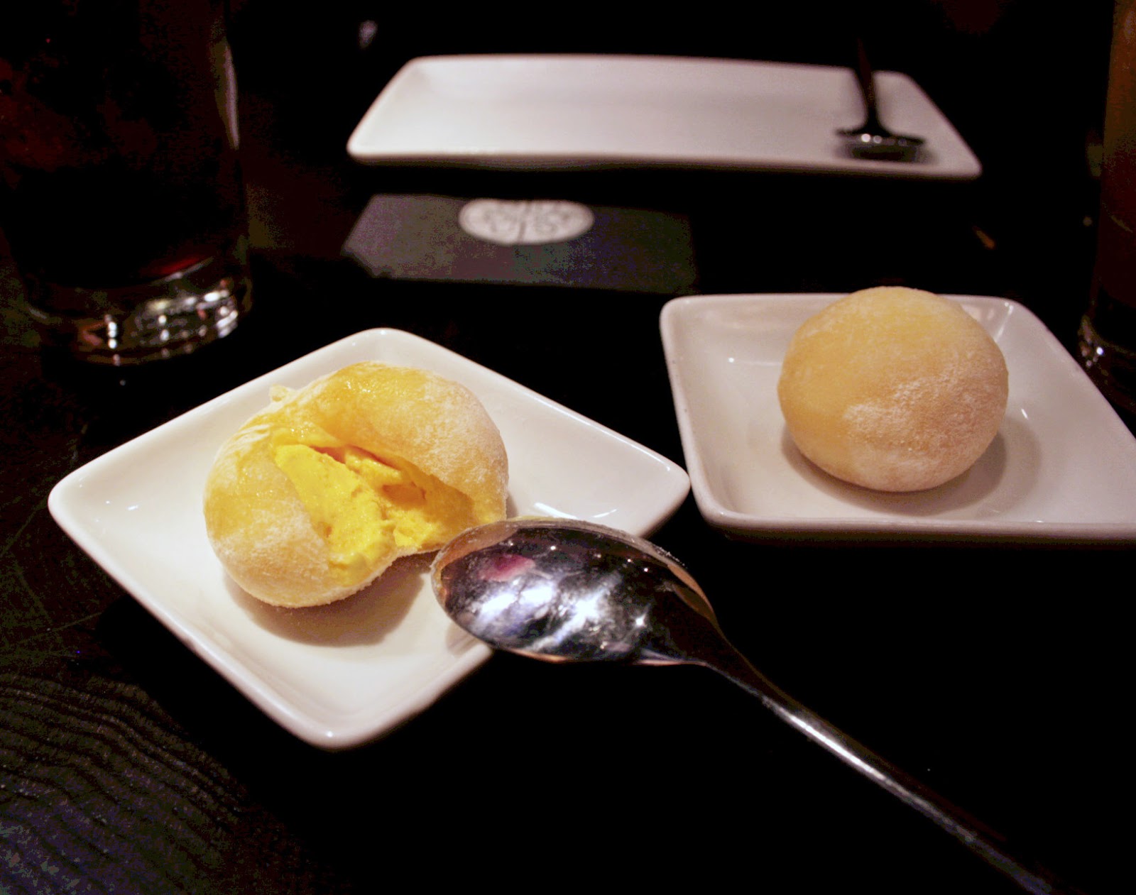 Yuzu and mango mochi at Ping Pong dim sum restaurant in Soho