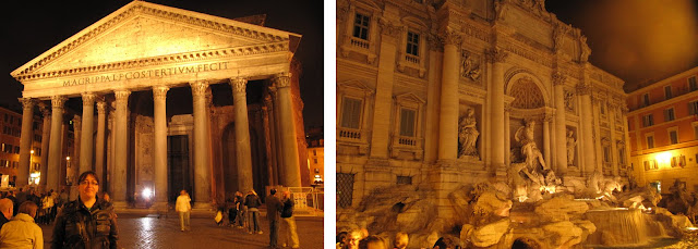 Pantheon y Fontana de Trevi de noche
