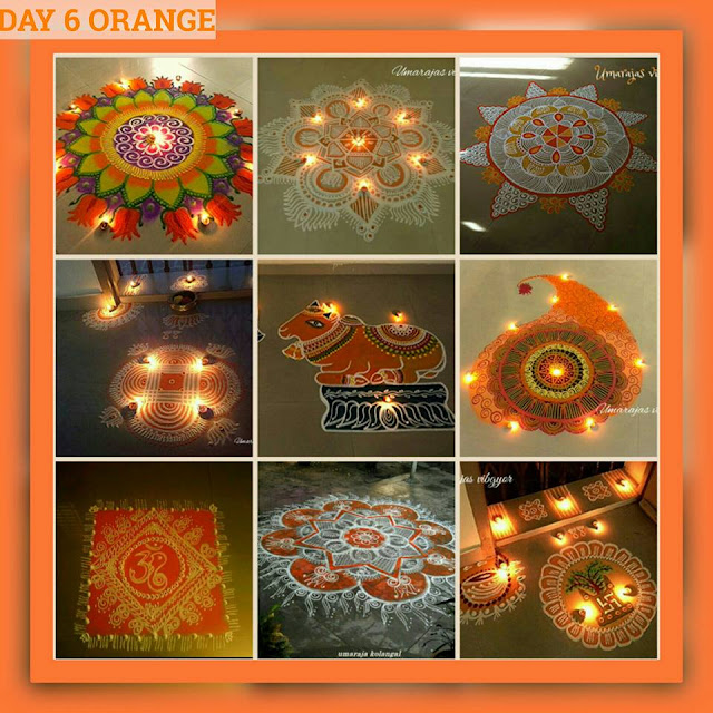 Navaratri Rangoli Day 6 - Orange