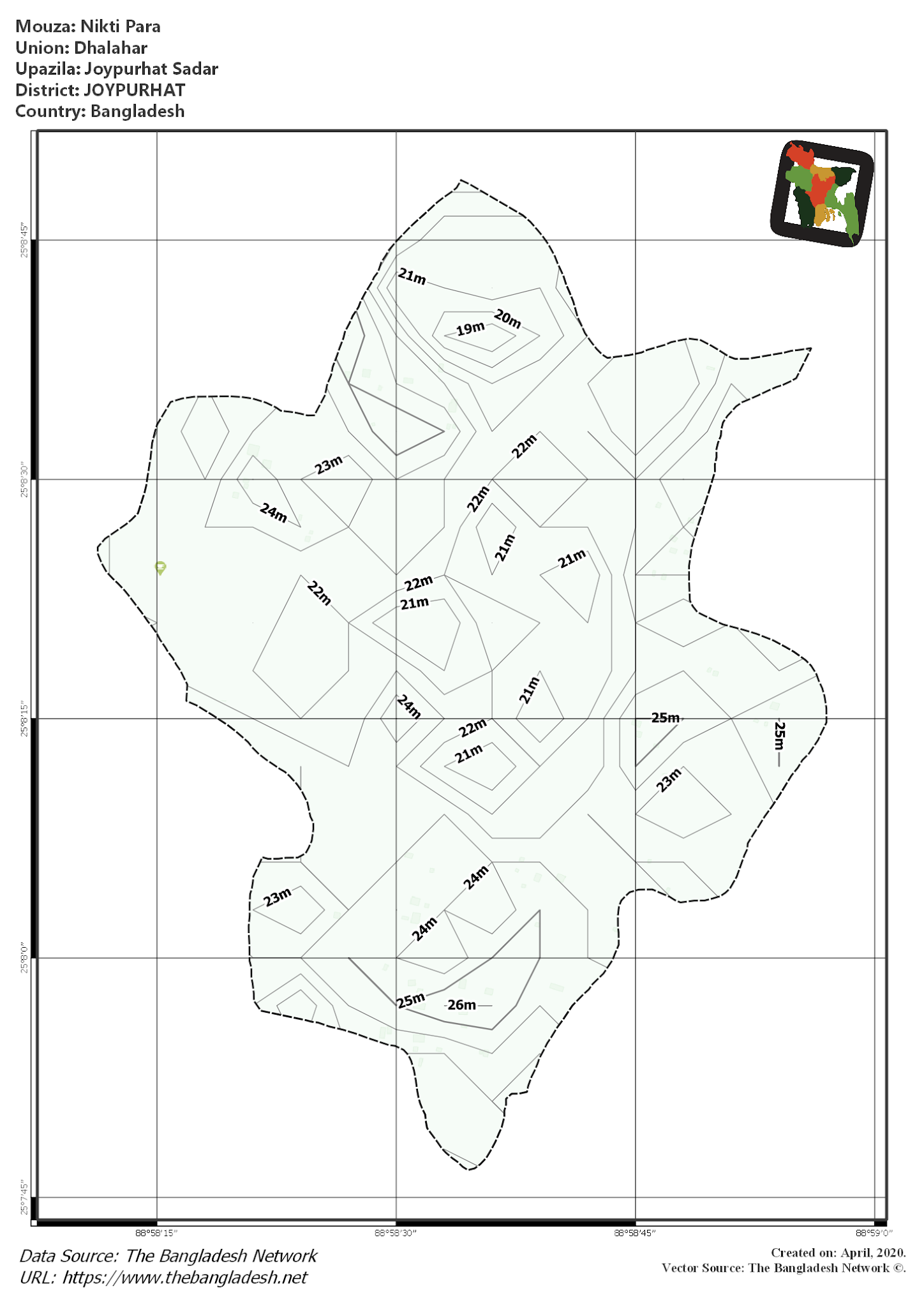 Map of Nikti Para Mouza of Joypurhat Sadar Upazila, JOYPURHAT, Bangladesh.