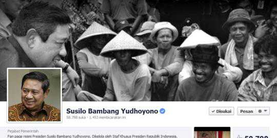 Baru diluncurkan, fan page Facebook SBY di-like 70.534 orang