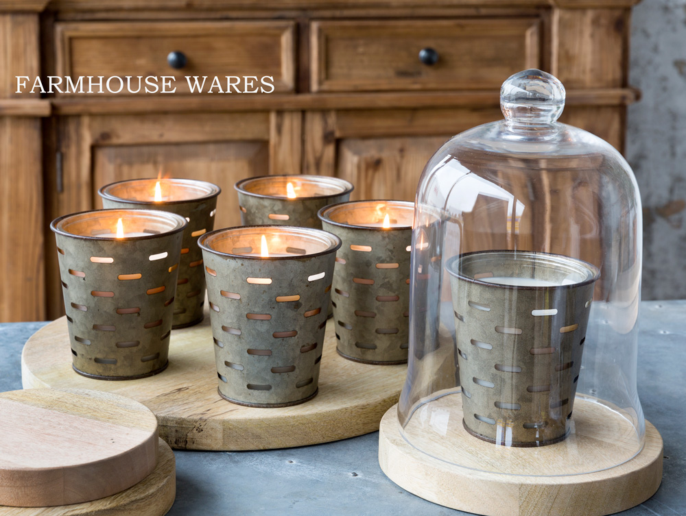 farmhouse musings New Metal Olive Bucket Candles