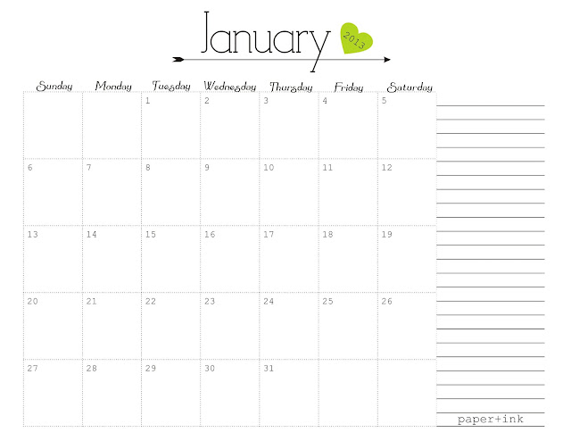 Free Printable Calendars: January 2013