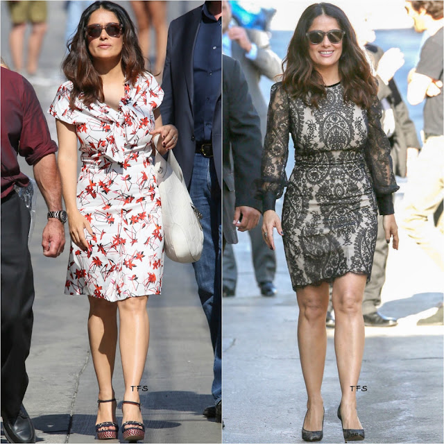 Salma Hayek in Gucci & Alexander McQueen on Jimmy Kimmel Live!