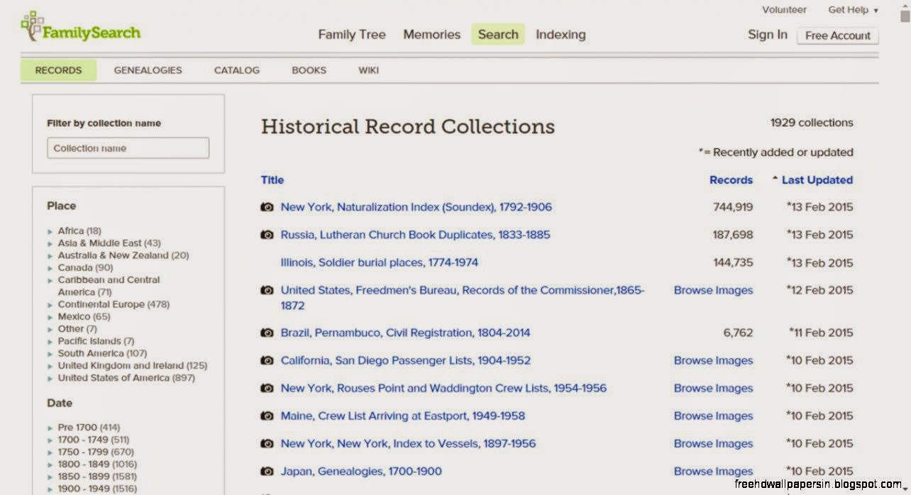 Familysearch Collections Wallpaper