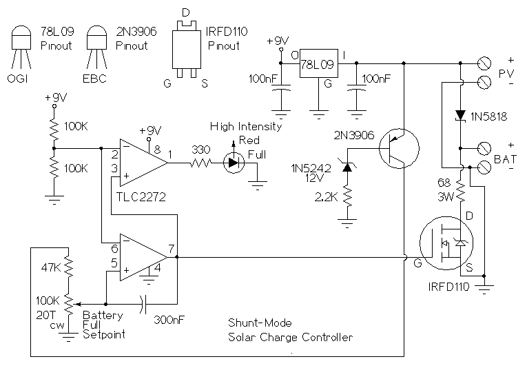 Solar charger Controller Circuit Diagram | Electronic Circuits Diagram