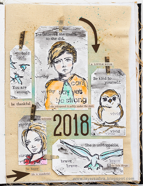 Layers of ink - Scribble Sticks Journal Page Tutorial by Anna-Karin Evaldsson with Dina Wakley stamps