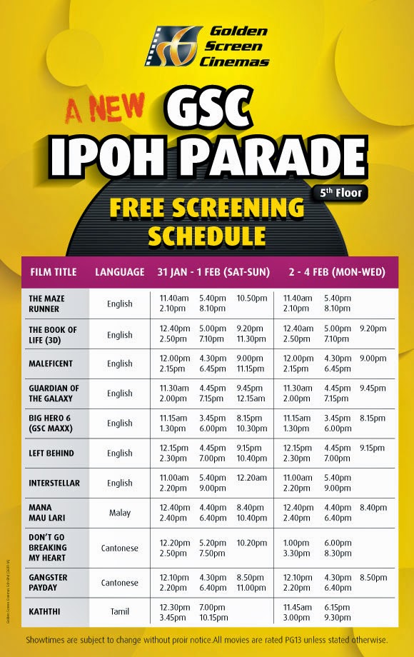 Showtime gsc ipoh parade List of