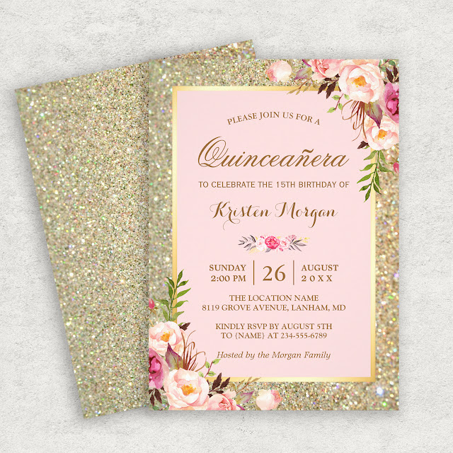 Elegant And Chic Quinceanera 15th Birthday Invitations Mimoprints
