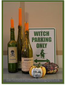 Wine Candle Holders and Painted Pumpkins