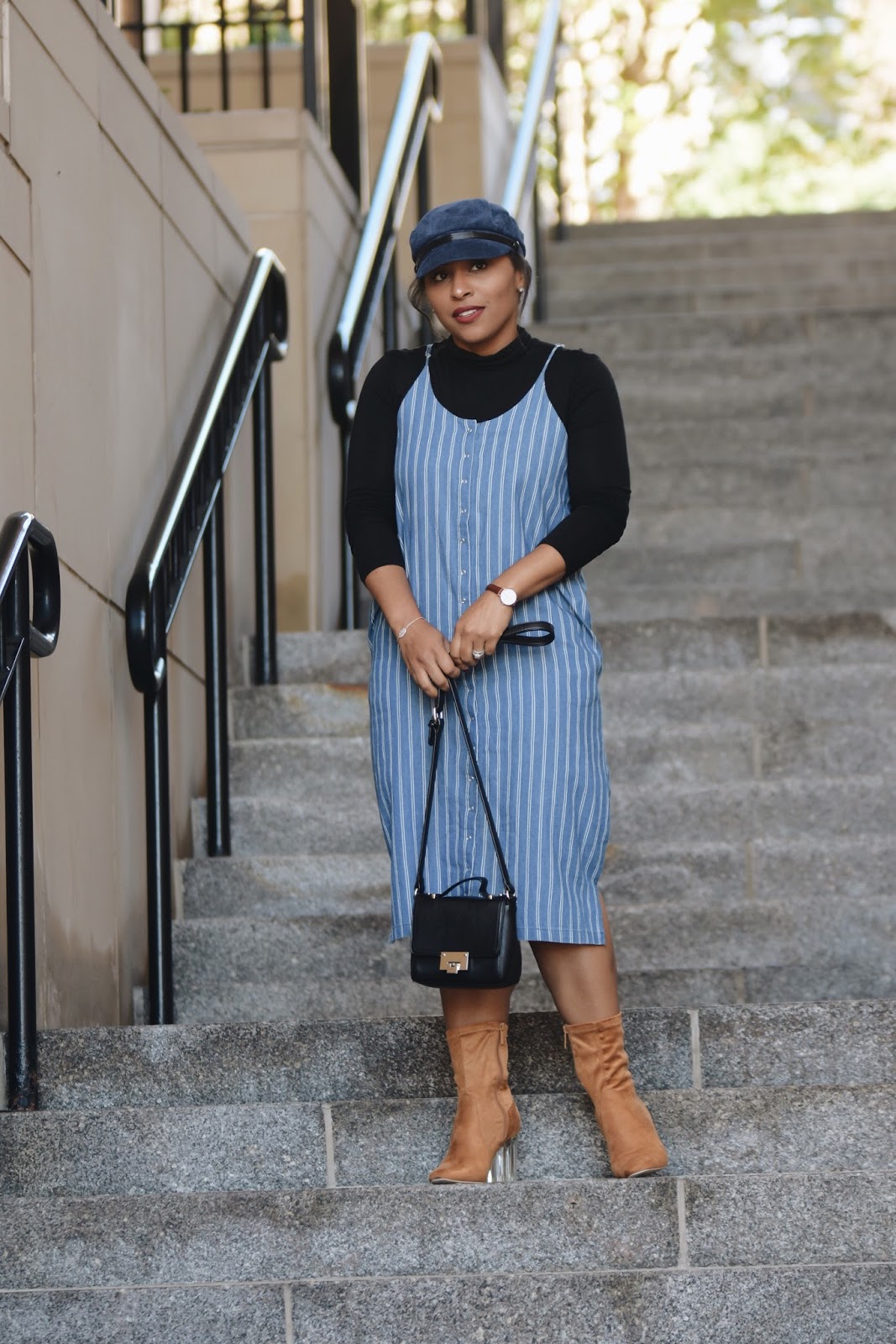 shop maude, pinstripe, fall fashion, cabbie hat, fall boots, fall outfit ideas, pinstripe dress, dc bloggers, cabbie hat trend, fall dresses