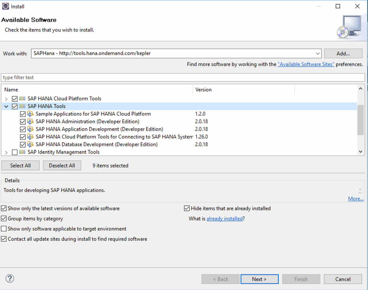 Hybrid Cloud Install SAP Hana Studio Tool on Eclipse