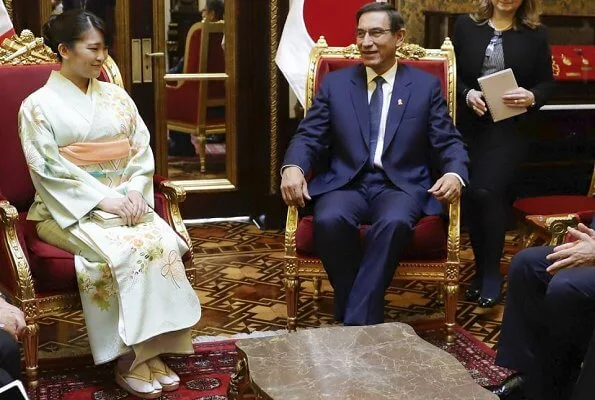 Japanese Princess Mako met with Peruvian President Martin Vizcarra at the Palace of Goverment in Lima