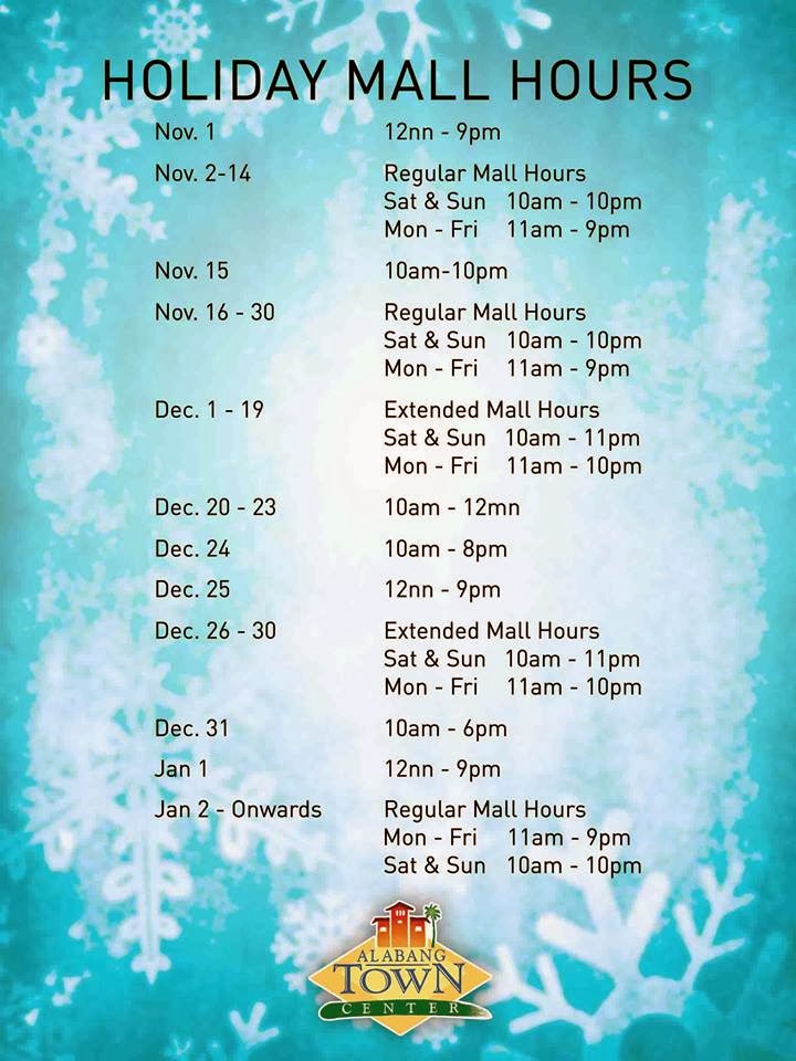 Manila Shopper Major Malls & Theme Parks' Holiday Schedule 2013