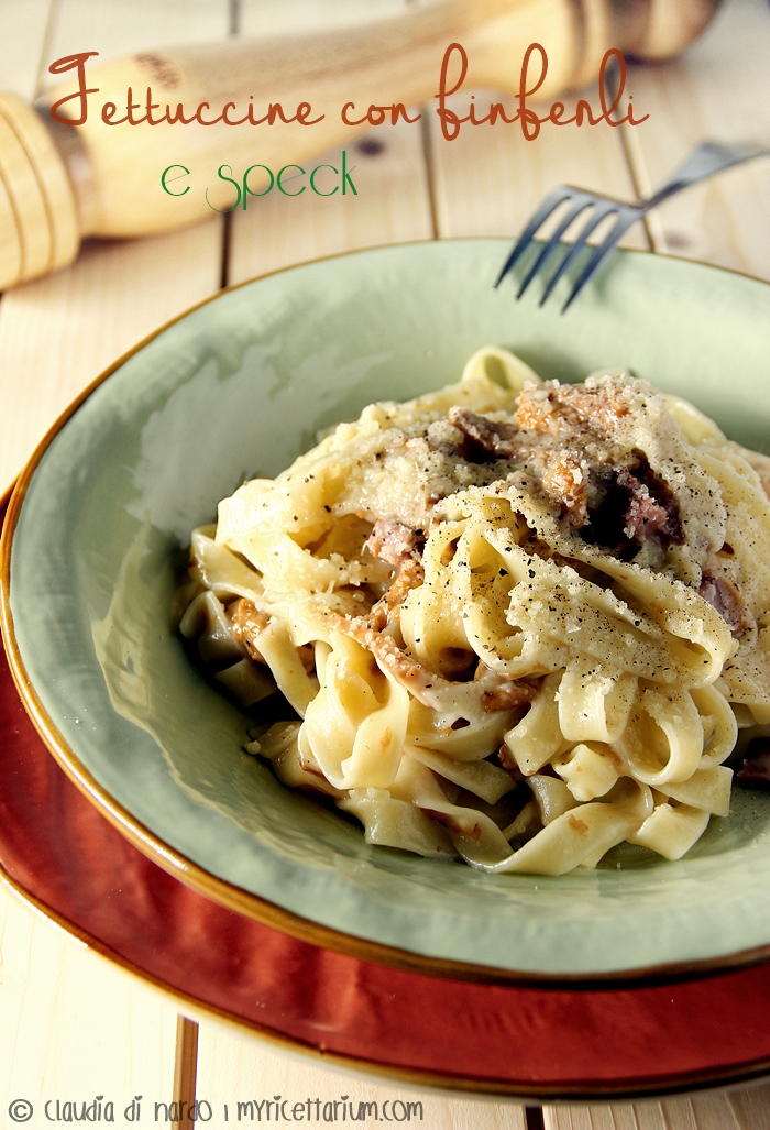 fettuccine con finferli e speck