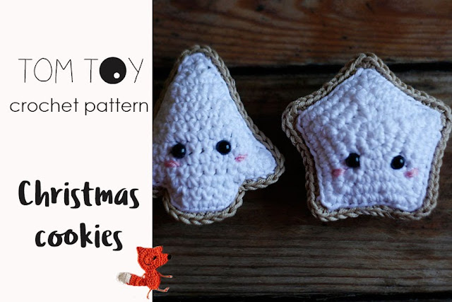 Christmas cookies crochet pattern by TomToy, Amigurumi crochet toy, Crochet ornament, Handmade DIY gift for Christmas
