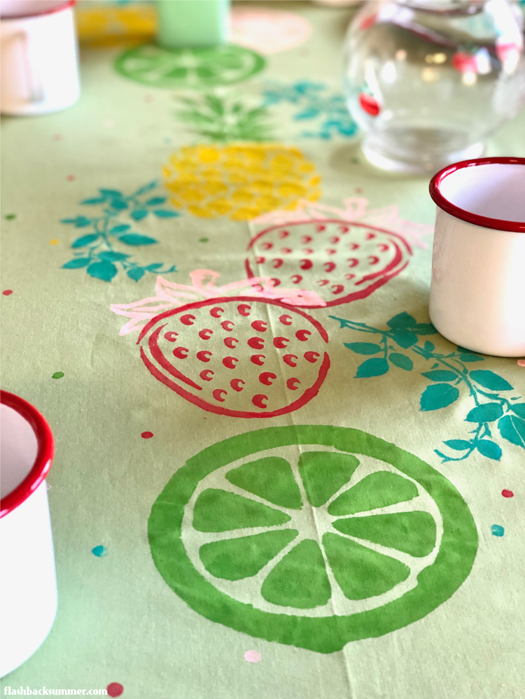 Flashback Summer: DIY vintage style table linens, painting with stencils!