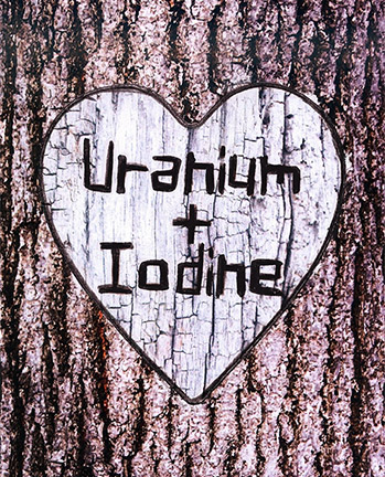 Craftiments:  Chemistry valentine, Uranium + Iodine carved in tree trunk