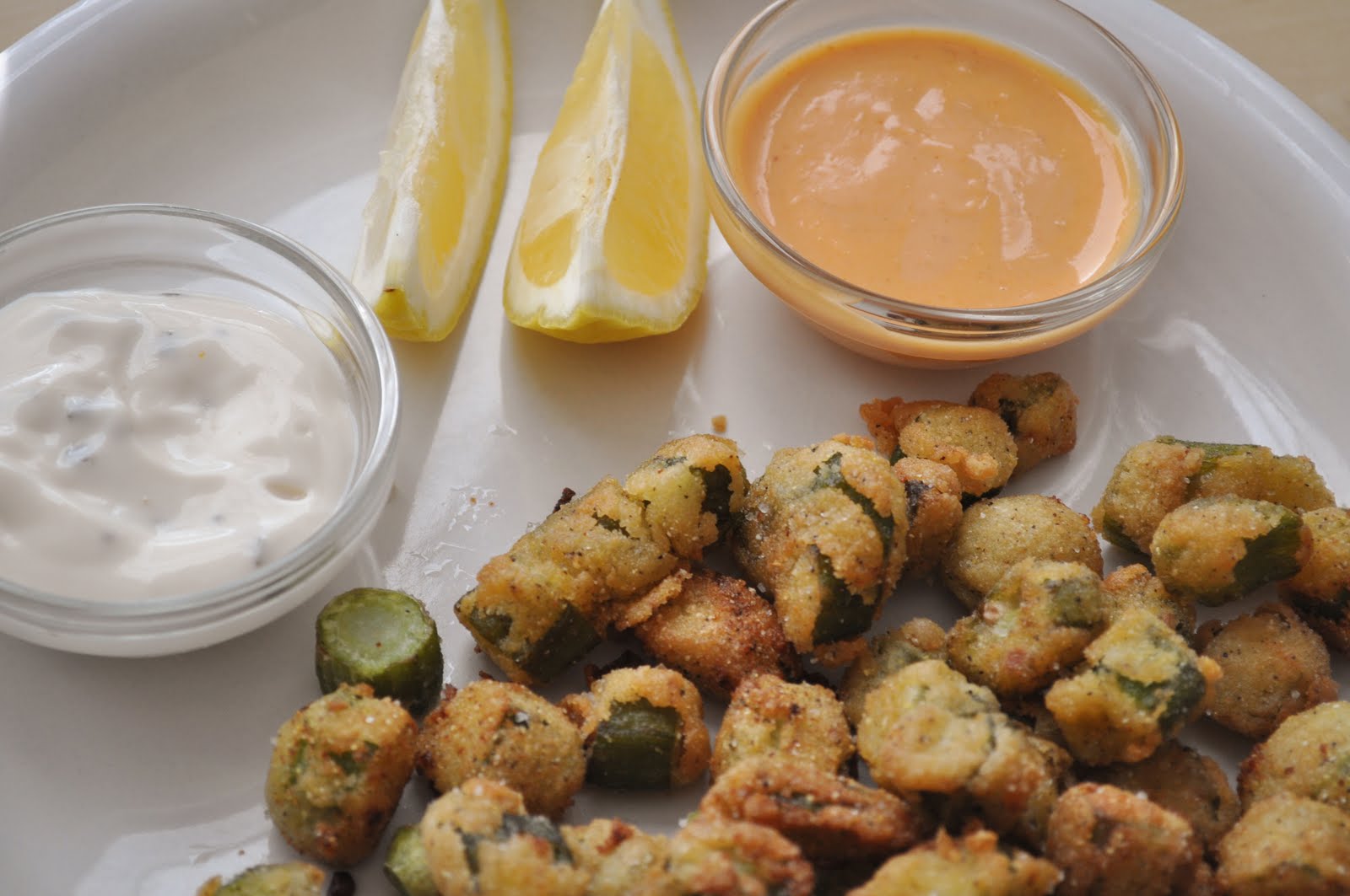 Veggie Bistro Tempura Fried Okra w Honey Scallion Dip