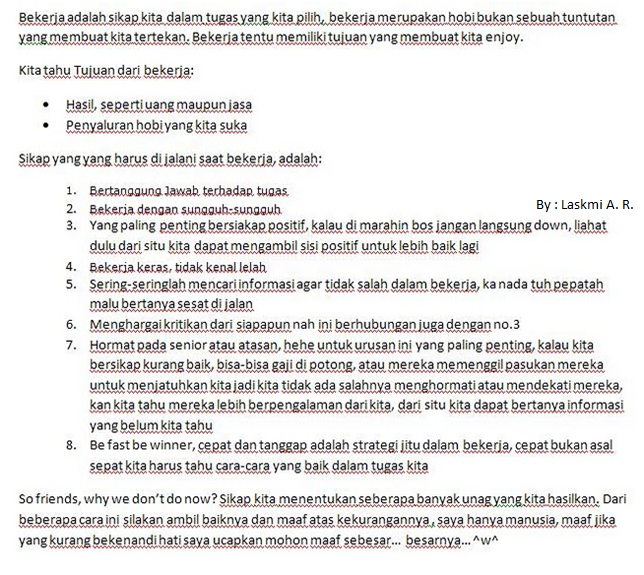 ~~my ACMY story~~: Sikap dalam Bekerja