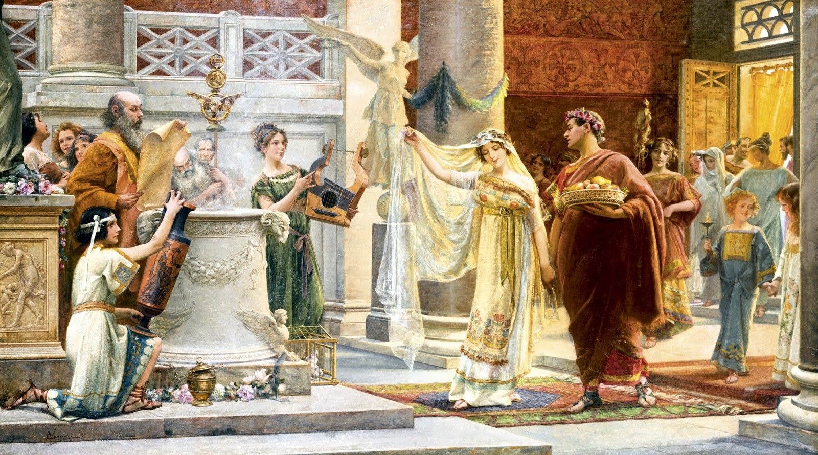 Lienzo de Emilio Vasarri  que  muestra de un modo idealizado una ceremonia de matrimonio romana.