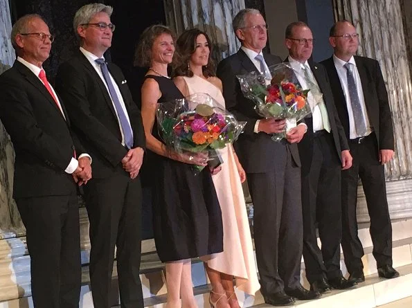 Crown Princess Mary wore Stella McCartney Charlie one-shoulder stretch-crepe gown and  Aquazzura Zani pumps at award ceremony