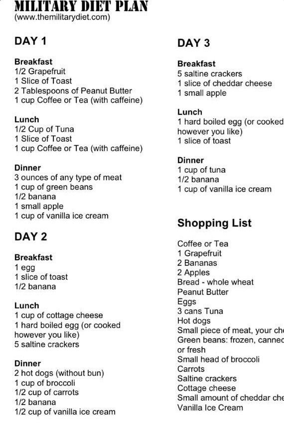 The Secret To Having It All Military Diet Day 1