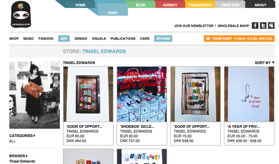 Tinsel Edwards Art Rebels shop