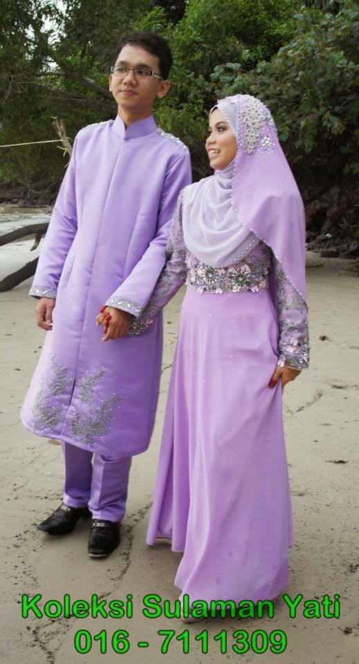  KOLEKSI SULAMAN YATI Baju Pengantin Muslimah Dress Ungu 