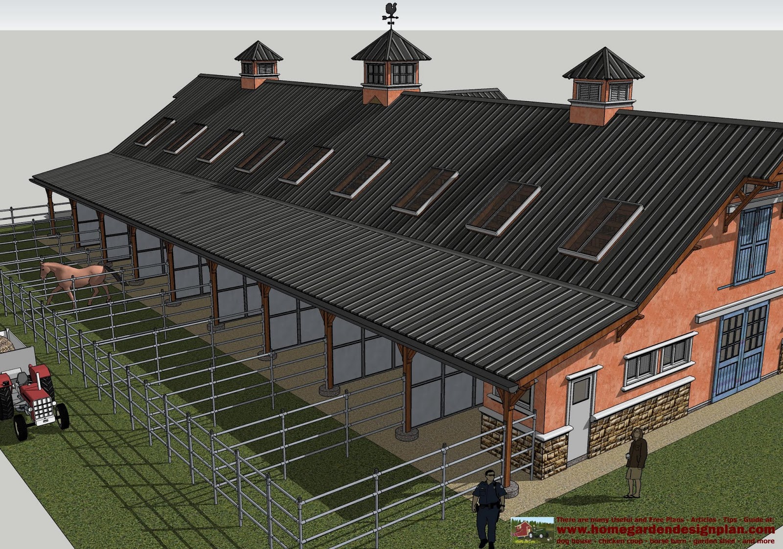 home garden plans: HB100 - Horse Barn Plans - Horse Barn ...