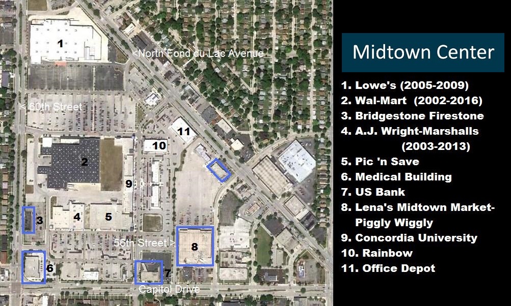 Mall Hall Of Fame An Aerial Plan Of Midtown Center With Structures Remaining From Capitol Court Mall Surrounded In Blue Original Photo Googleearth Com
