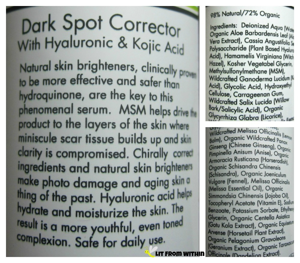 Dark Spot Corrector from Key West Health and Beauty.ingredients