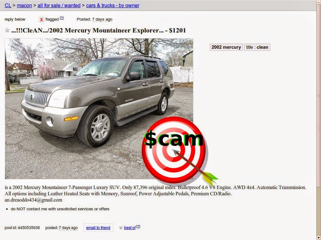 Vehicle Scams Google Wallet, Ebay Motors, Amazon Payments ,EBillme