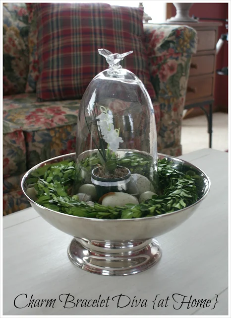 thrift store silver bowl spring cloche 