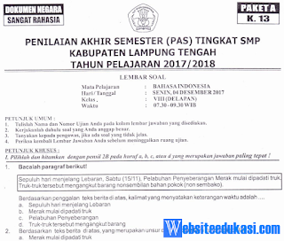 Soal Pas Kelas 8 Semester 1 Bahasa Indonesia Kurikulum 2013