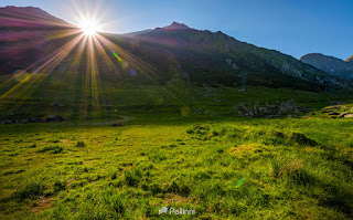  sunrise in valley of transfagarasan mountains. beautiful carpathian nature