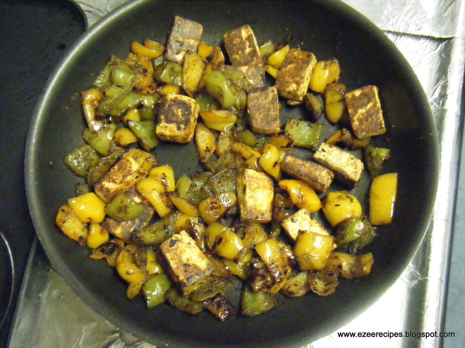 Ezee Recipes Capsicum / Bell Pepper Paneer Fry