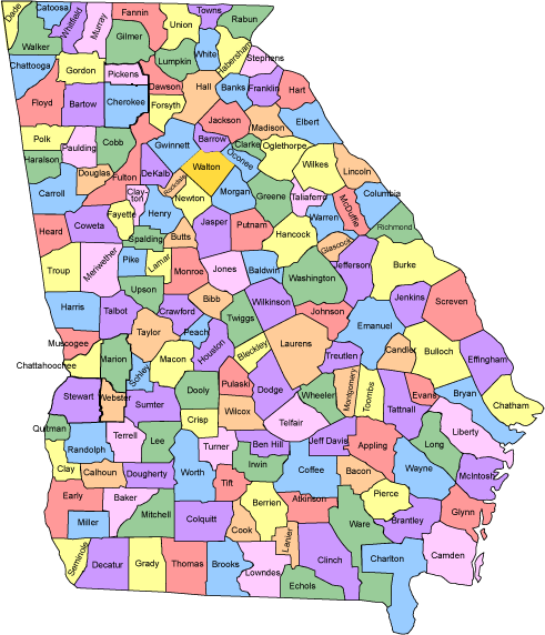 Georgia County Map 
