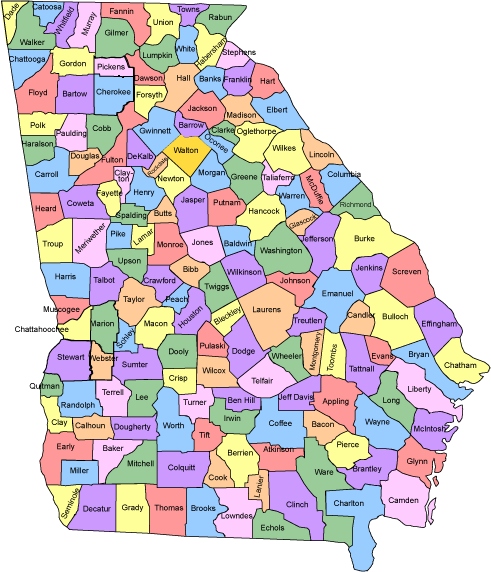 Georgia County Map Free Printable Maps Georgia County Map Free Printable Maps