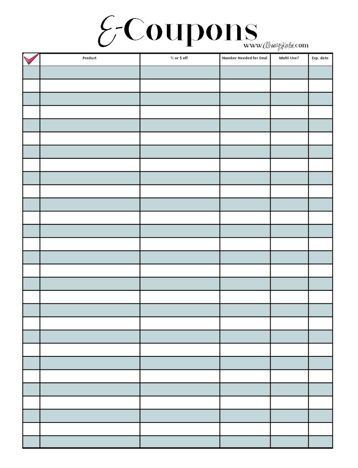 Free Printable Coupon Organizer Pages