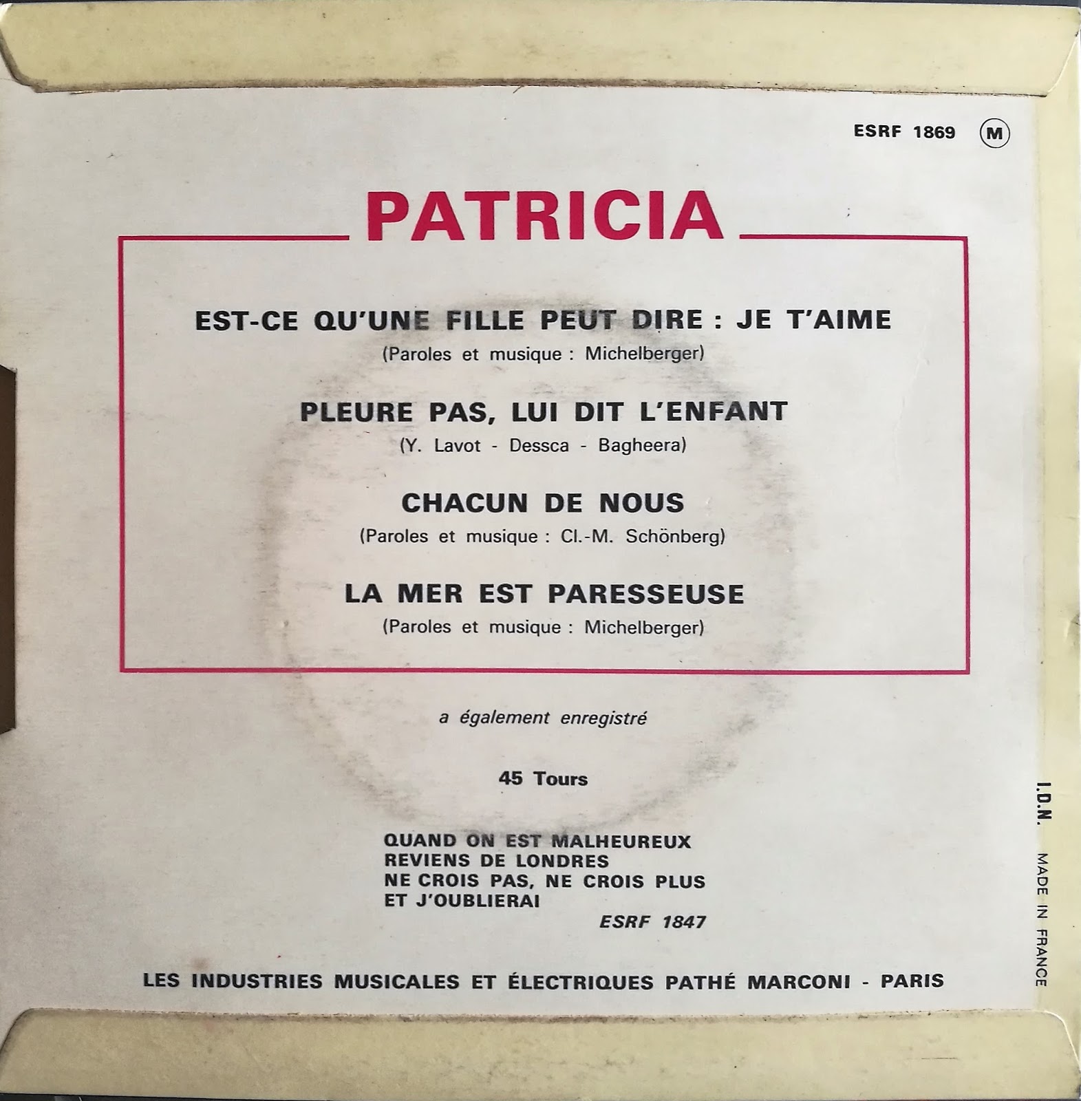 Les Chansons Perdues Patricia