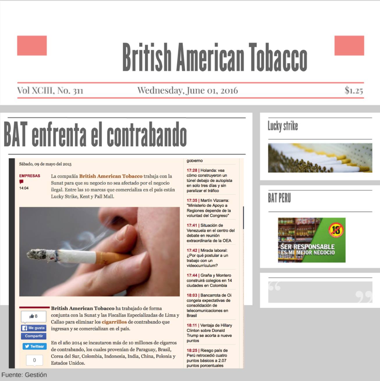 British American Tobacco import REPORTANDO