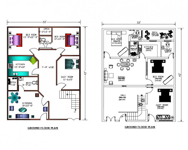 3D DESIGN OF GROUND FLOOR LAYOUT PLAN DETAILS OF HOUSE DWG FILE