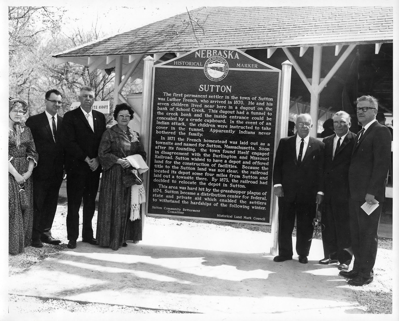 Sutton Nebraska Museum 1967 Dedication of the French Historic Marker
