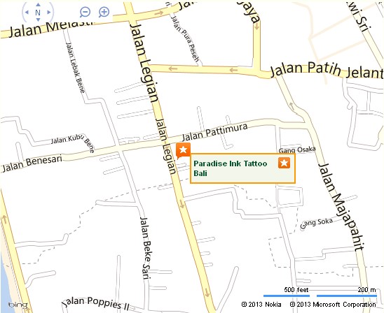  Paradise Ink Tattoo located on Jalan Legian BaliTourismmap: Detail Paradise Ink Tattoo Kuta Bali Location Map