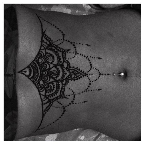 Sexy Lower Stomach Henna Tattoo Designs