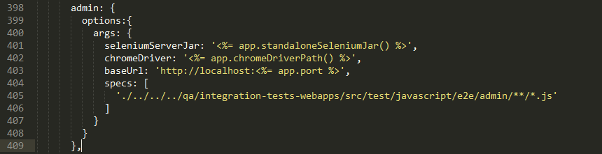 specific profiles in the Grunt configuration file of our webapps