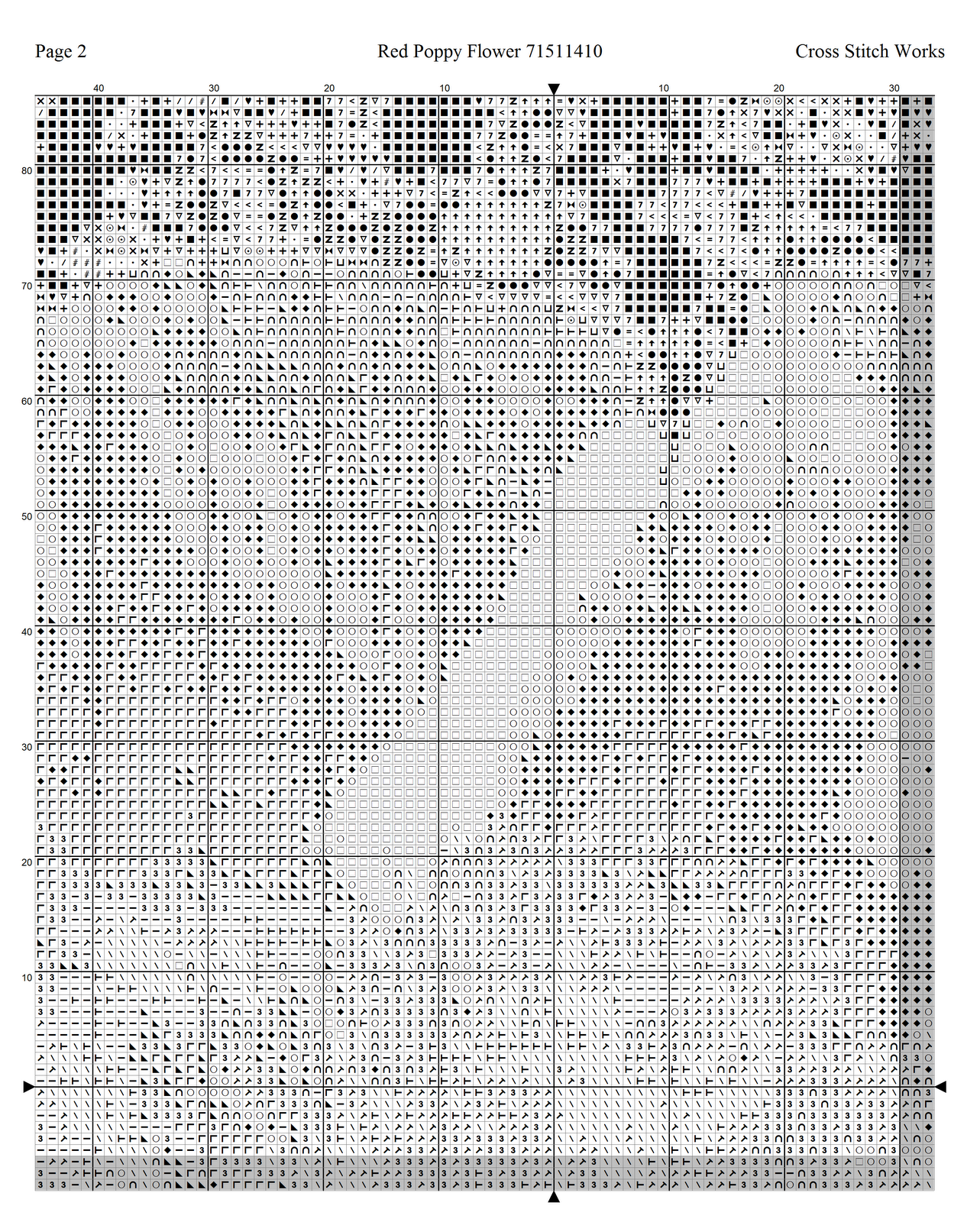 Cross Stitch Works Red Poppy Flower