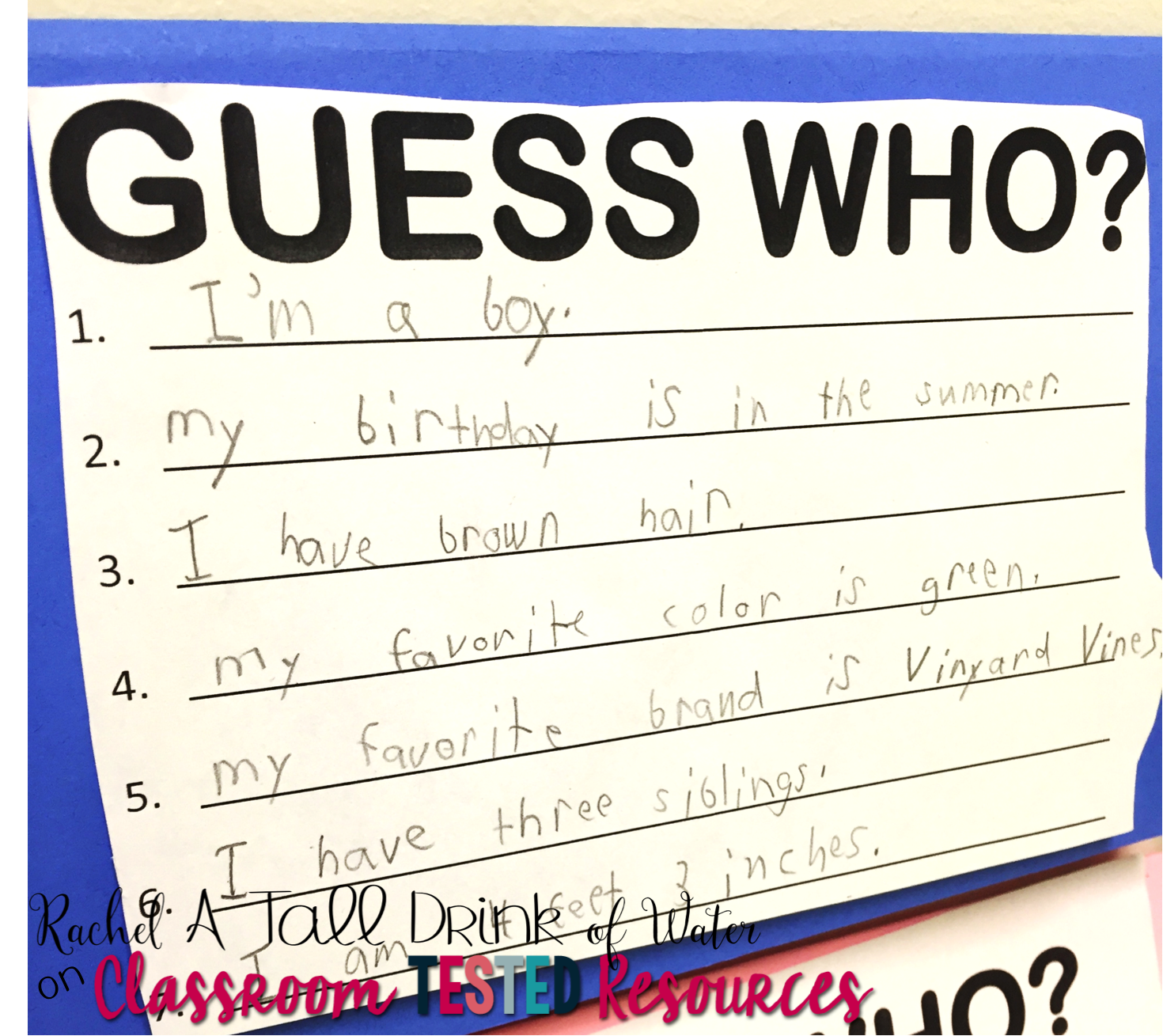 Guess Who? Open House Writing Idea | Classroom Resources